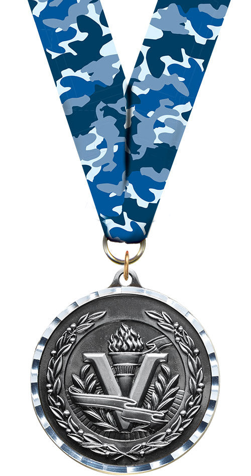 Victory Diecast Medal with Diamond Cut Border- Silver [MM2DC-VY-S]