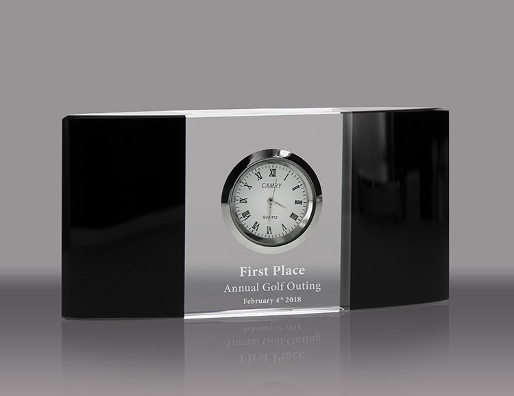 Black & Crystal Convex Clock Award [CLKF162-X]