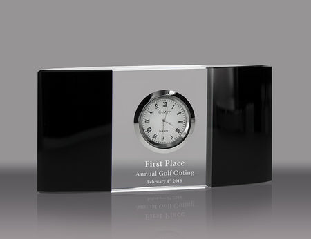 Black & Crystal Convex Clock Award [CLKF162-X]
