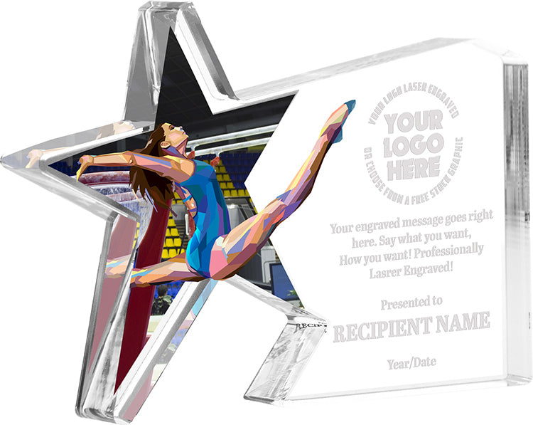 Gymnastics Female Galaxy Star Acrylic Award- 4x5.5 inch [ATDSTR-GF-4-Q]