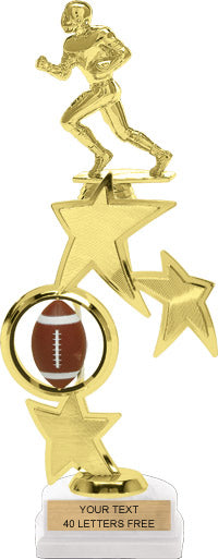 Football Triple Star Spinning Riser Trophy w/ Figurine [TTSS13-FB]