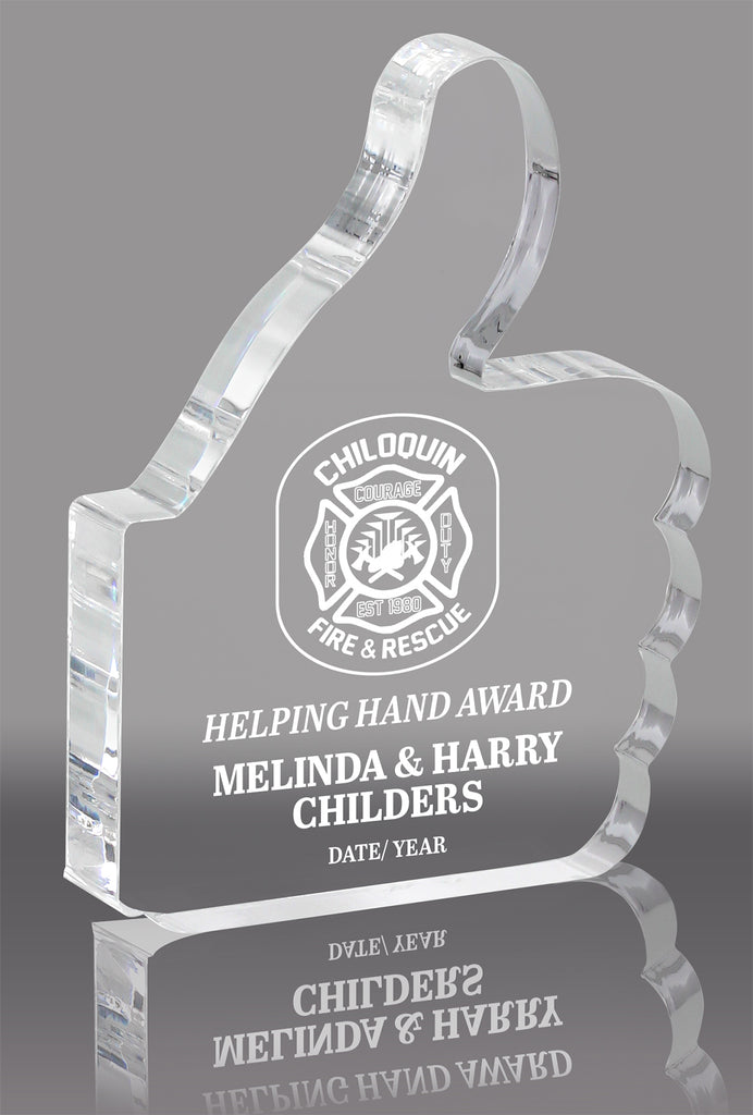 Thumbs Up Clear Acrylic Block - 6.25 inch [ATHM-6-Q]