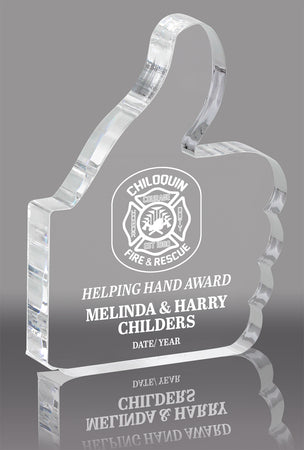 Thumbs Up Clear Acrylic Block - 6.25 inch [ATHM-6-Q]