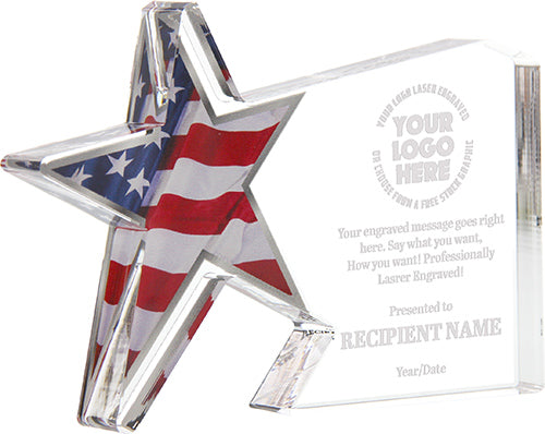 American Flag Galaxy Star Acrylic Award- 4x5.5 inch [ATDSTR-FLG-4-Q]