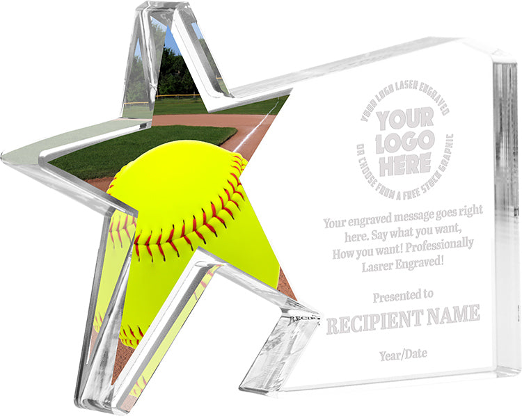 Softball Galaxy Star Acrylic Award- 5.5x7.75 inch [ATDSTR-SB-5-Q]
