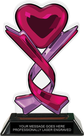 Heart & Ribbons Colorix Acrylic Trophy - 7 inch [TACR7-HRT-Q]