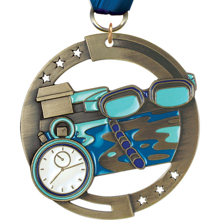 2.75" Swimming Dimensional Color Medal [M3EM-SW]