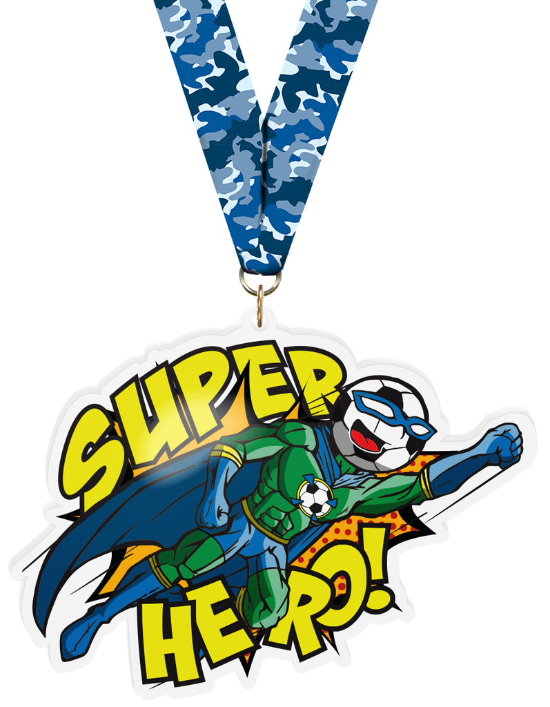 Exclusive Soccer Male Super Hero 5-Inch Colorix-M Acrylic Medal [MACR5-SH-SCM-Q]