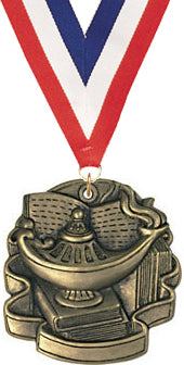 Lamp Of Knowledge Sculpted 3D Medal [M25G-KN]