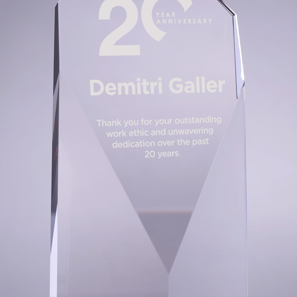 Diamond Faceted Crystal Awards with Red Accents