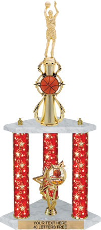 Basketball Sport Color Riser Three-Post Trophy [TCSR3P22-BK]