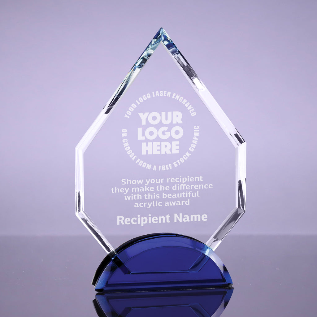 Optical Crystal Arrowhead on Blue Base - 7 inch [CM55-B-7]