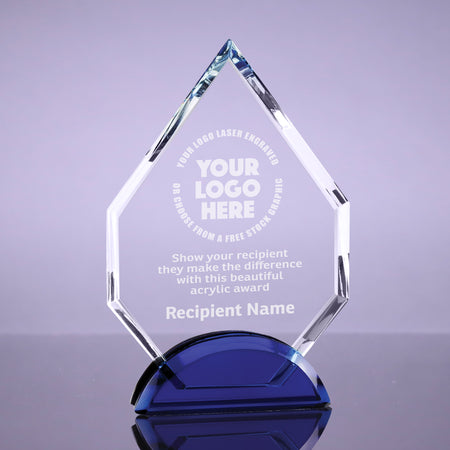 Optical Crystal Arrowhead on Blue Base - 7 inch [CM55-B-7]