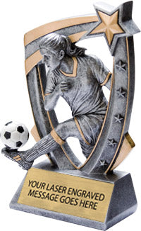 Soccer Female 5 Star 3D 6" Resin Trophy [R53D5-SCF]