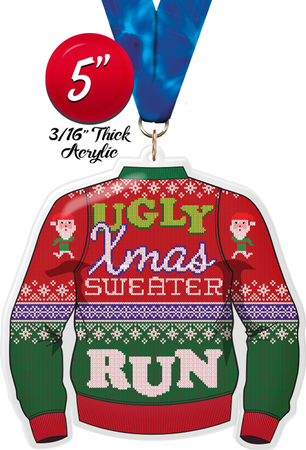 Ugly Xmas Sweater Run Colorix-M Acrylic Medal [MACR5-UGRUN-Q]