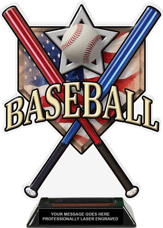 Baseball Home Plate Colorix Acrylic Trophy- 10 inch Aluminum Bats [TACR10-HP-BSA-Q]