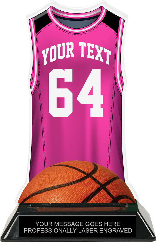 Basketball Jersey Colorix-T Acrylic Trophy- Pink [TACR7-JSY-BK-PNK-Q]