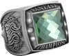 Fantasy Championship Ring with Green Center Stone- Silver [RGSJ-S-FANCH-GRN]