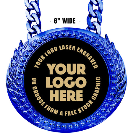 6 inch Champion Chain w/ Black Engraving Plate - Blue [CECSP-K-BLU]