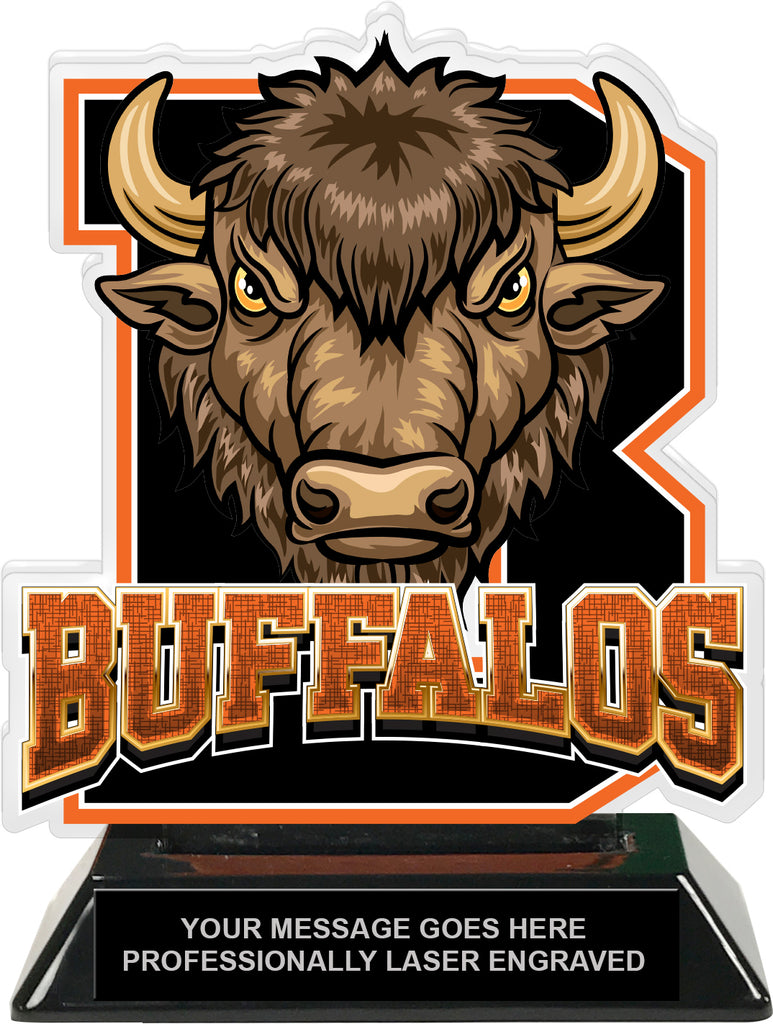 Buffalos Mascot Colorix-T Acrylic Trophy - 6.25 inch Orange [TACR6-MSCT-BUF-ORG-Q]