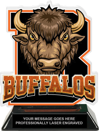 Buffalos Mascot Colorix-T Acrylic Trophy - 6.25 inch Orange [TACR6-MSCT-BUF-ORG-Q]