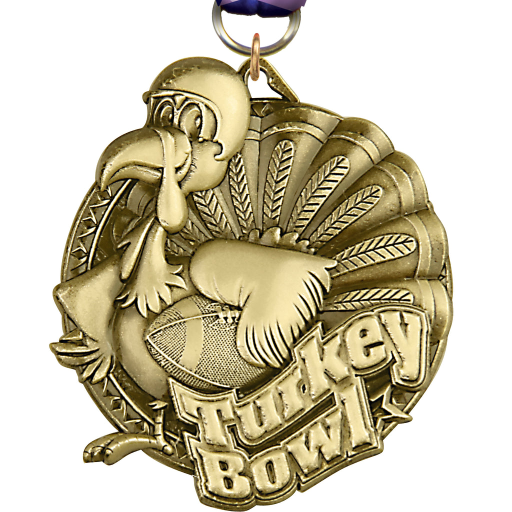 2" Turkey Bowl Ultra-Impact 3-D Medal - MDTD2-TRKBWL