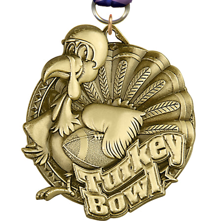 2" Turkey Bowl Ultra-Impact 3-D Medal - MDTD2-TRKBWL