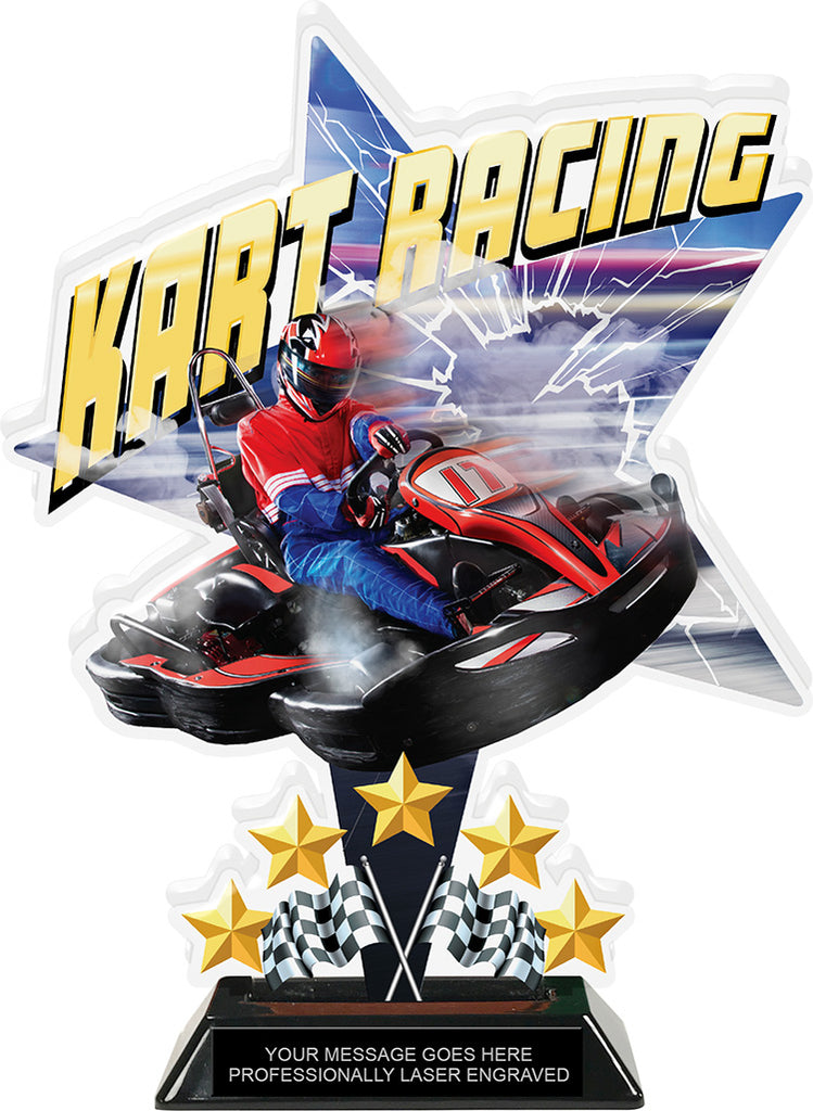Go Kart Shattered Star Colorix Acrylic Trophy- 10 inch [TACR10-STR-KART-Q]