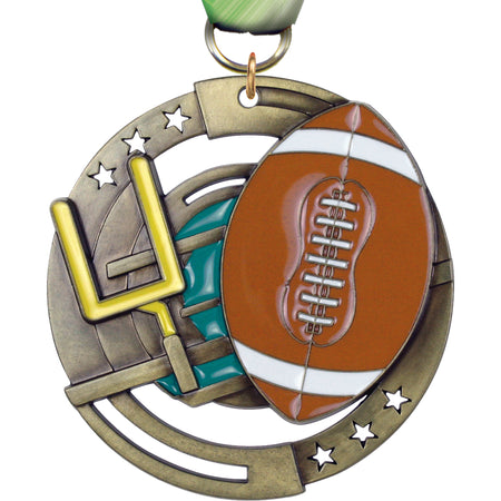 2.75" Football Dimensional Color Medal [M3EM-FB]