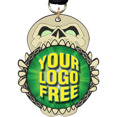 Custom Skull, 3.25" Glow in the Dark Enameled Insert Medal - TD Exclusive! MXHLWN-SKL-GLW