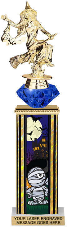 Halloween Mummy Diamond Riser Rectangle Column Trophy- 13 inch [TDRSQ13STK-MUM]
