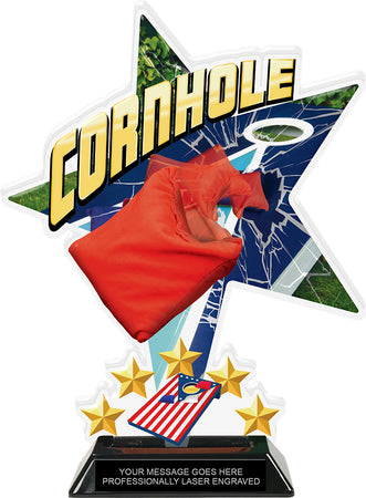 Cornhole Shattered Star Colorix Acrylic Trophy- 10 inch [TACR10-STR-CRNHL-Q]