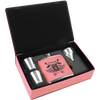 6 oz. Laserable Leatherette Flask Gift Set - Pink [FJ3-08]