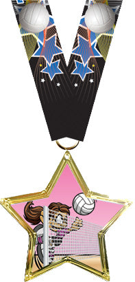 Volleyball Star-Shaped Insert Medal [MSTRi-VB]