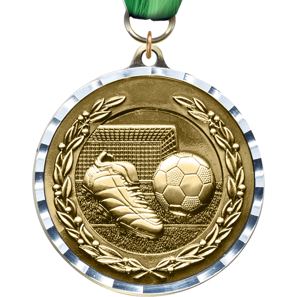 Soccer Diecast Medal with Diamond Cut Border
