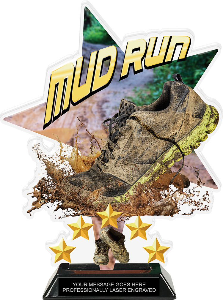 Mud Run Shattered Star Colorix Acrylic Trophy- 10 inch [TACR10-STR-MDRN-Q]