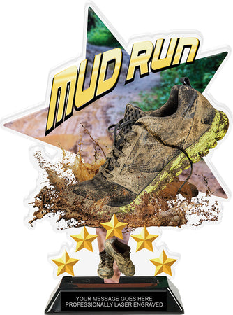Mud Run Shattered Star Colorix Acrylic Trophy- 10 inch [TACR10-STR-MDRN-Q]