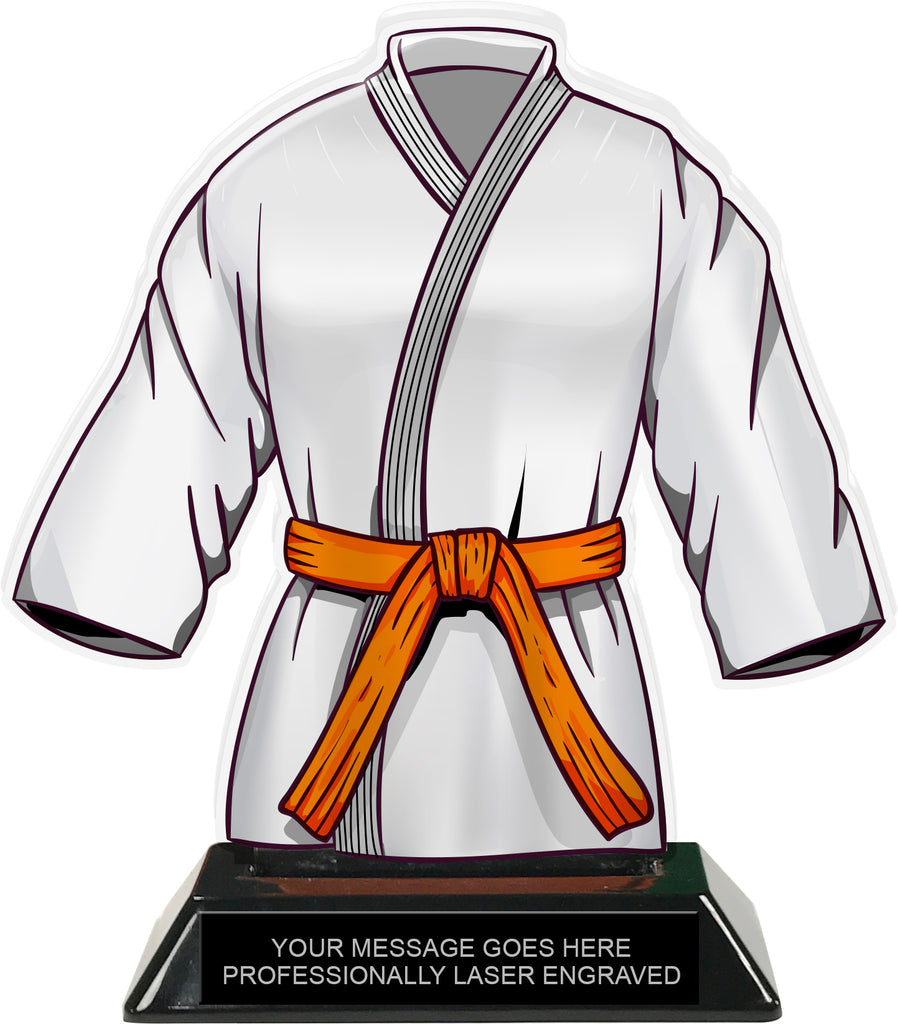 Martial Arts Uniform Colorix-T Acrylic Trophy- Orange [TACR7-JSY-MA-ORG-Q]