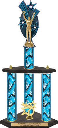 Triple Star Backdrop Three-Post Trophy- 20 inch [T3PBD20G]