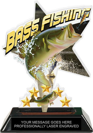 Bass Fishing Shattered Star Colorix Acrylic Trophy- 7 inch [TACR7-STR-BSFSH-Q]