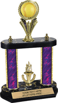 Softball Spinning Ball 13" Two Post Trophy [T2PSB2D13-SB]