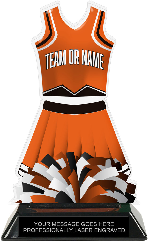 Cheer Uniform Colorix-T Acrylic Trophy - Orange [TACR7-JSY-CH-ORG-Q]