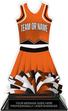 Cheer Uniform Colorix-T Acrylic Trophy - Orange [TACR7-JSY-CH-ORG-Q]