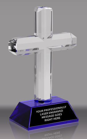 Crystal Cross Award with Blue Crystal Base [CCRS-8-BLU-X]