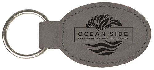 Gray Laserable Leatherette Oval Keychain [KCOV-360]