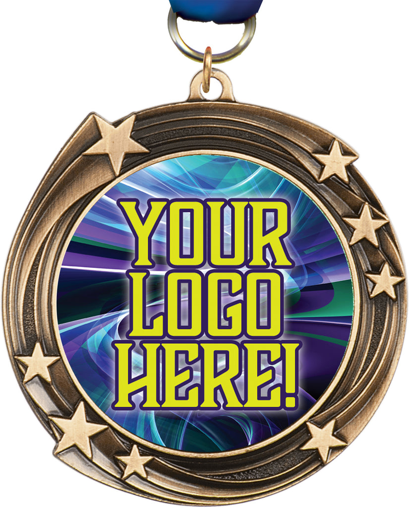 2.75 inch Antique Finish Swirling Star Custom Insert Medal [MXJ930]