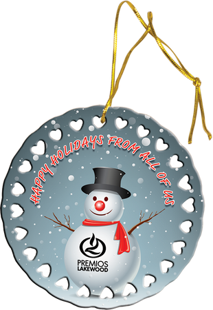 Custom Circle with heart Cut Outs Ceramic Ornament [OXCER-CIRHRT]