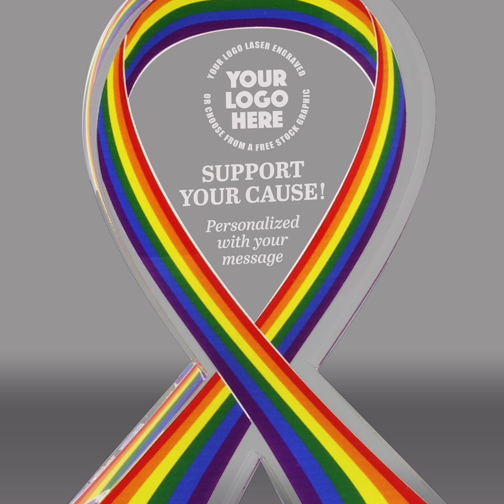 Pride Awareness Ribbon Acrylic Awards - Engraved