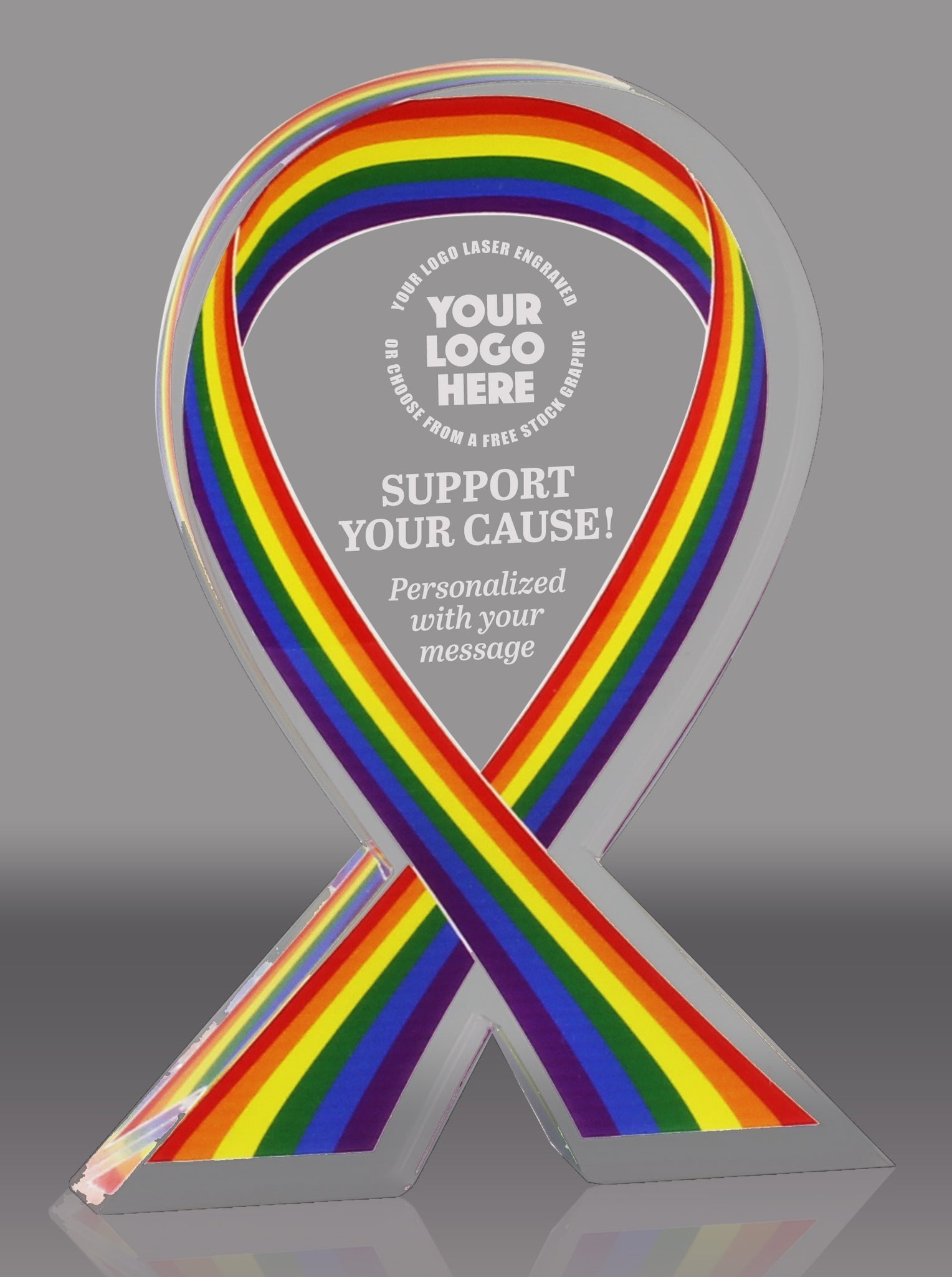 Pride Awareness Ribbon Acrylic Award - 6 inch [ATRIB-PRD-6-Q] – Trophy ...