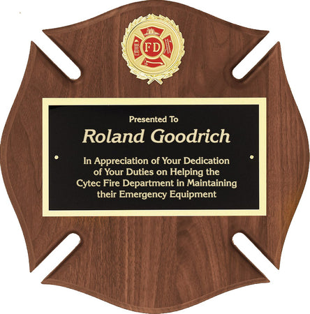 Genuine Walnut Maltese Cross Plaque- 12x12 inch [PMAT31F]